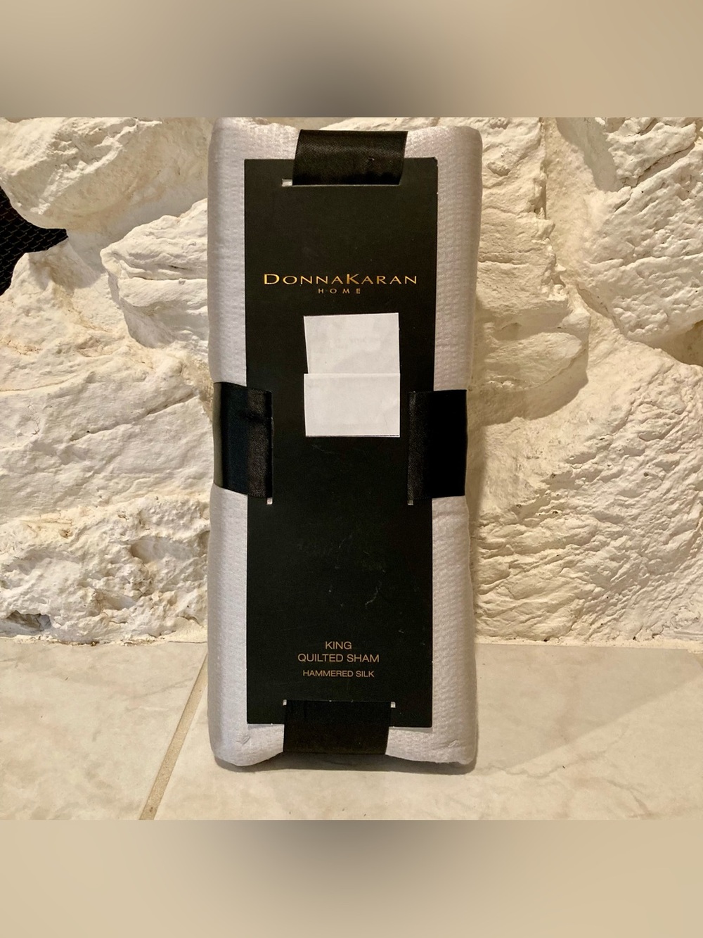 NEW Donna Karan Home hammered silk blend King sham in platinum